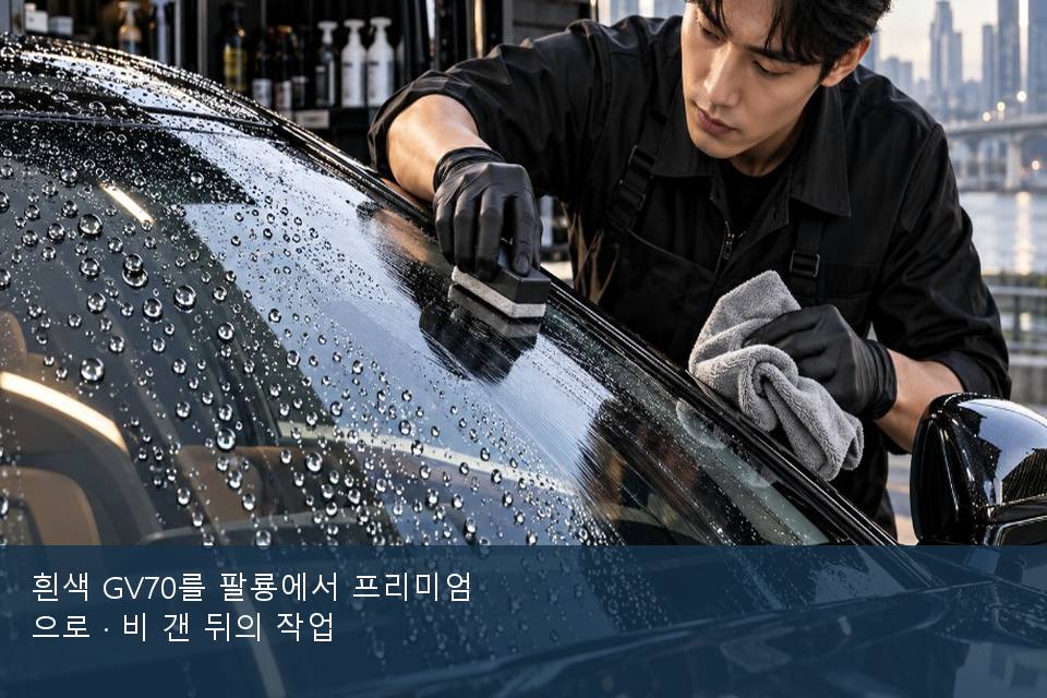 흰색 GV70를 팔룡에서 프리미엄으로 · 비 갠 뒤의 작업